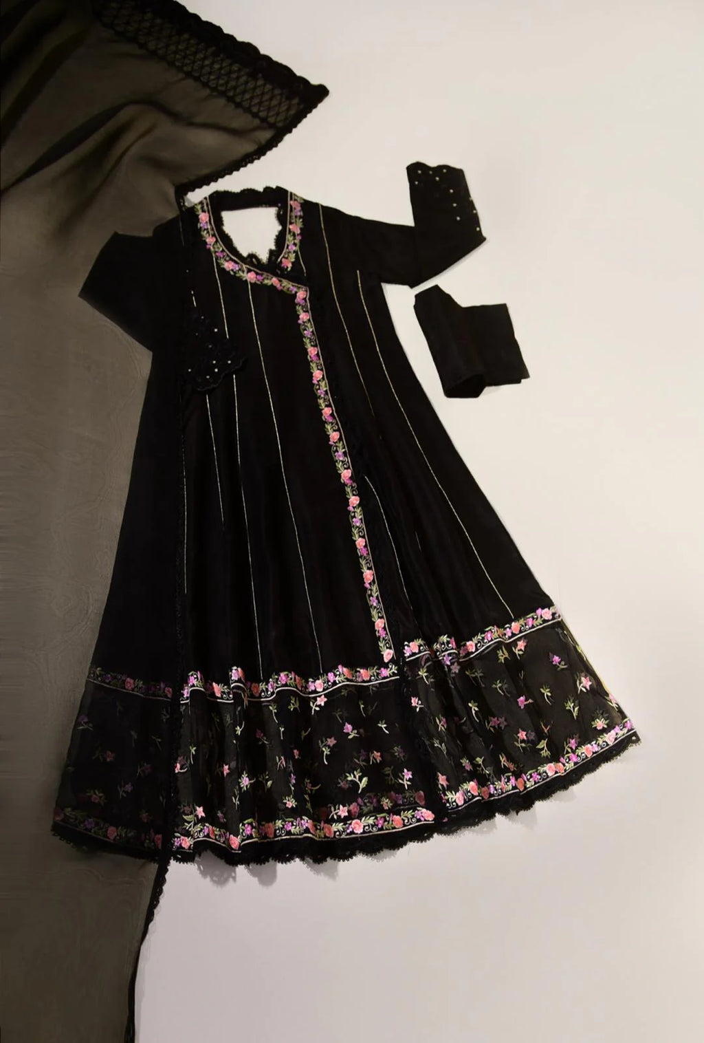 Aghanoor - Black Embroidered Angrakha