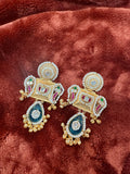 Sea Blue & Golden Jhumkay