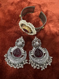 Maroon & Silver Shaded Jhumki