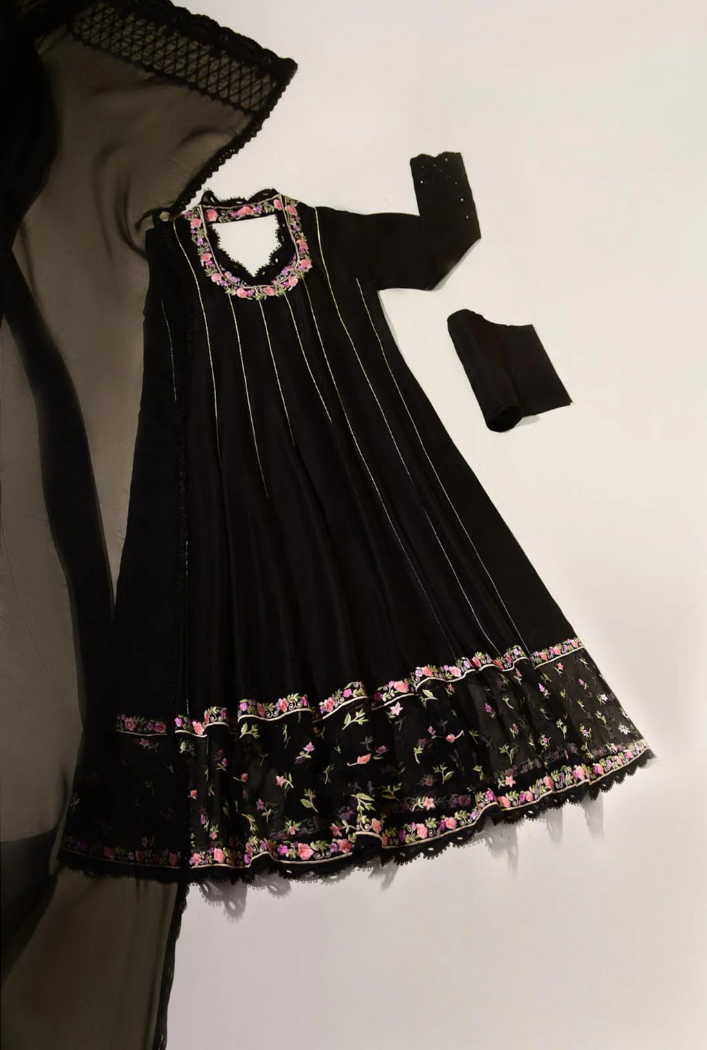 Aghanoor - Black Embroidered Angrakha