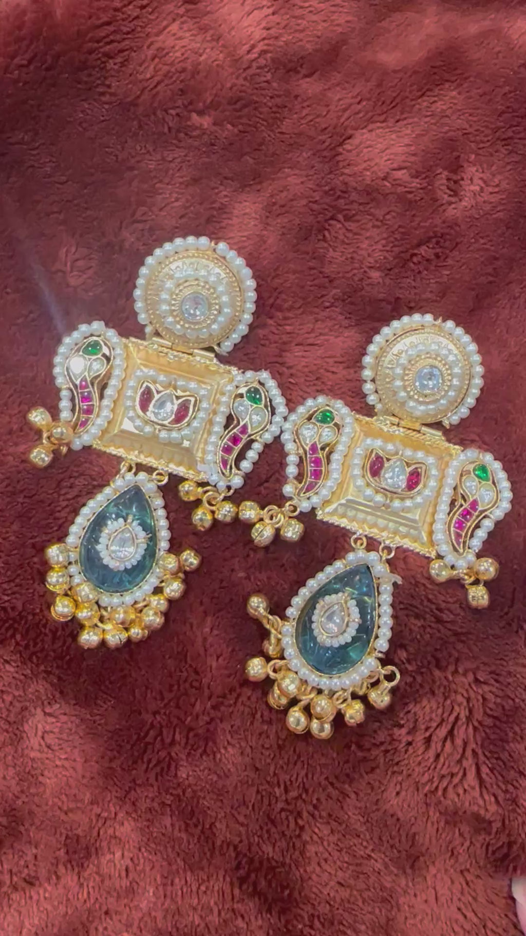 Sea Blue & Golden Jhumkay