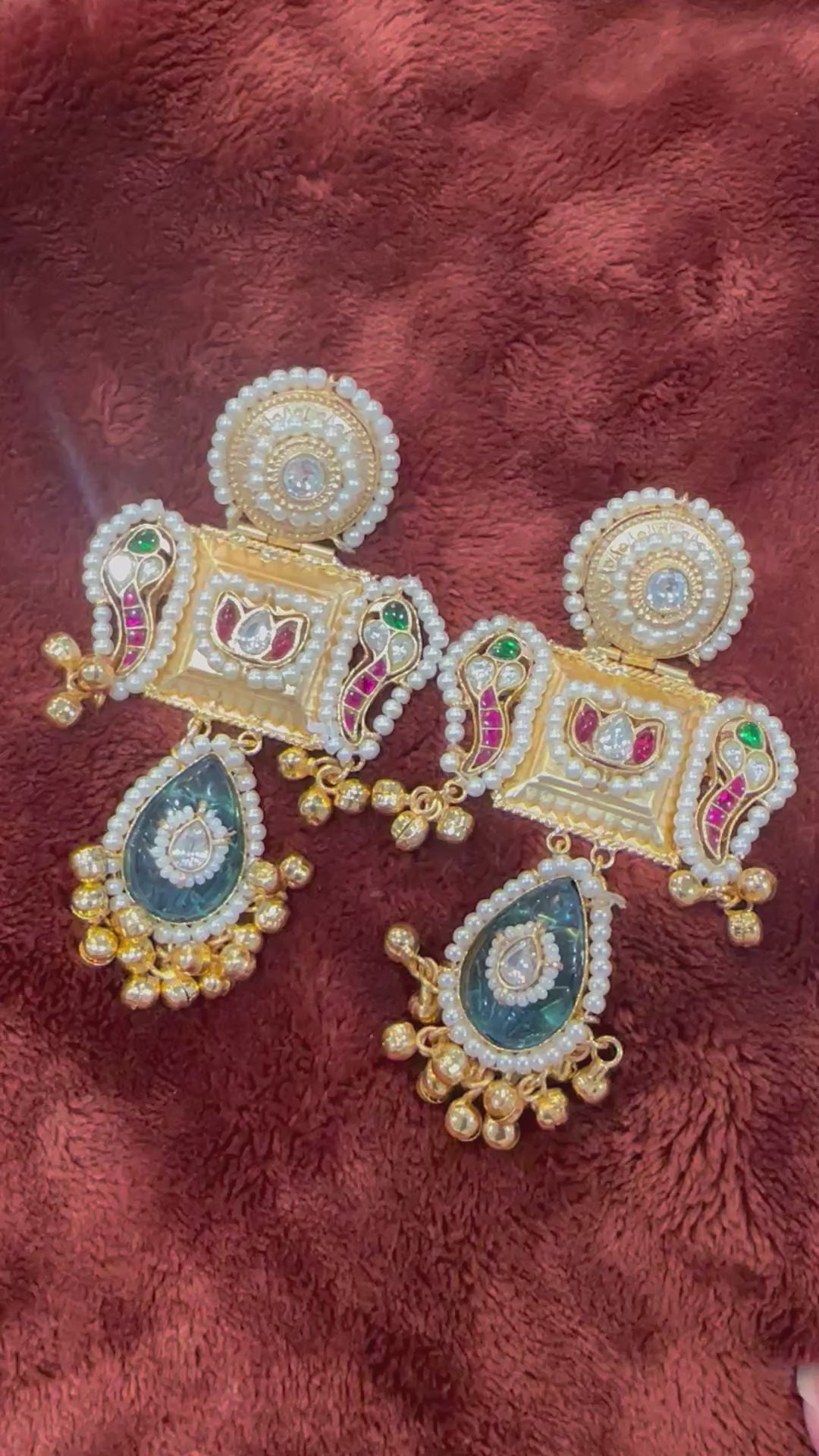 Sea Blue & Golden Jhumkay